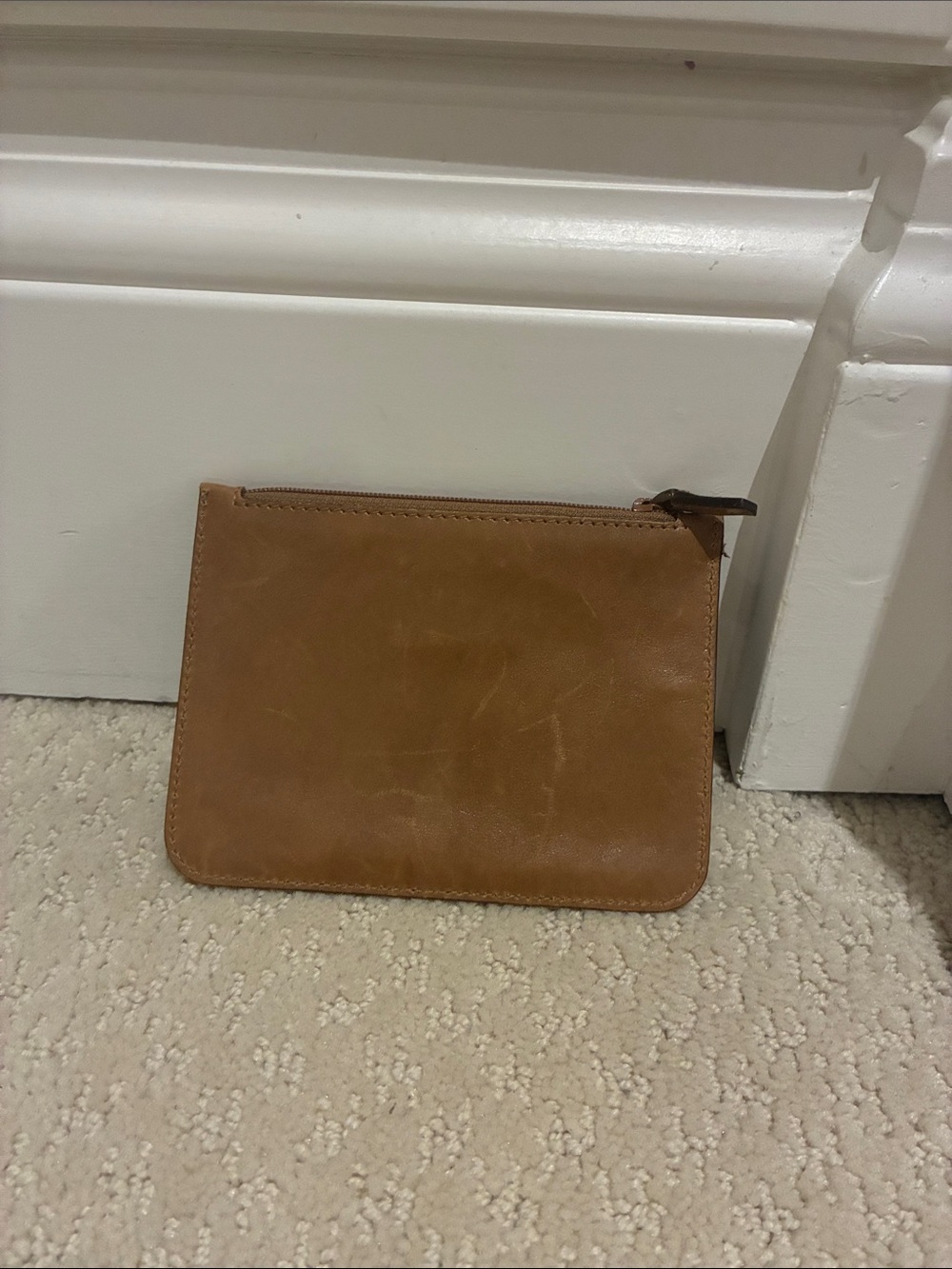 GUCCI Vintage Tan Leather Zippered Coin Pouch Card Case Wallet👝
